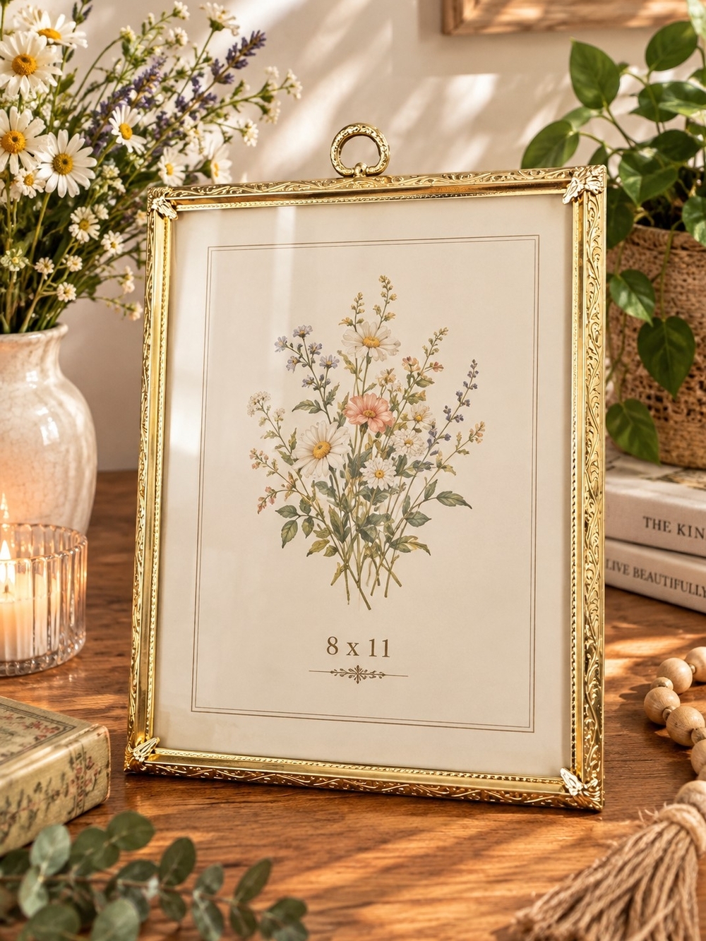 Vintage Brass Gold Ornate Metal Picture Frame8x11 Prints - Elegant Home Accent